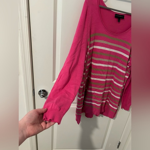 Lane Bryant Long Pink Stripe Sweater - Picture 6 of 9